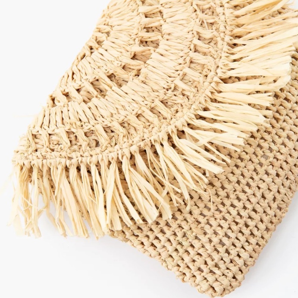 Mar Y Sol natural mia mini fringe clutch